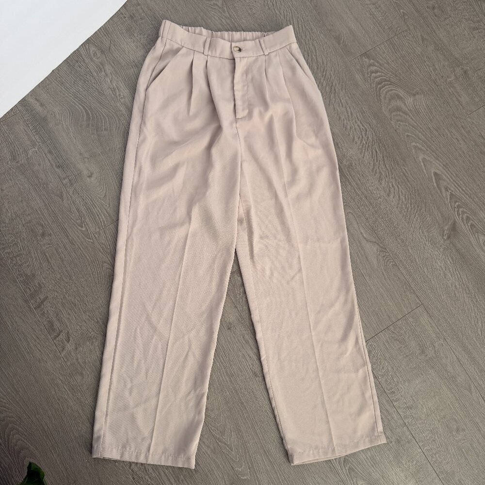 Dazy Tan Stretch High Waist Pleated Pants | Size L | Wide Leg - Picture 1 of 5